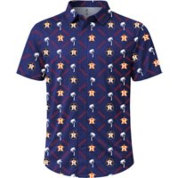 Stitches Men's Houston Astros Sublimated Short Sleeve Button Down Shirt, L