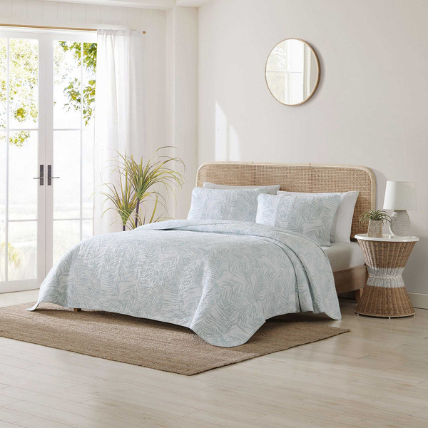 Tommy Bahama Printed Palmday Reversible Quilt Mini Set, Full & Queen - Sage