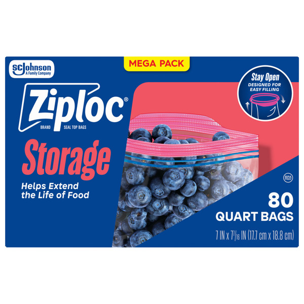 めんこ pkcz Ziploc® Quart Storage Bags, Stay Open Design, Easy to Fill Same