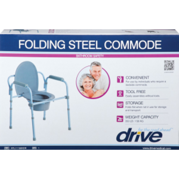 Drive Steel Folding Frame Commode Chair - Grey Same-Day Delivery | Rexall