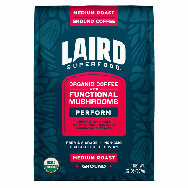 Laird Superfood Organic Ground Coffee with Mushrooms, 32 oz