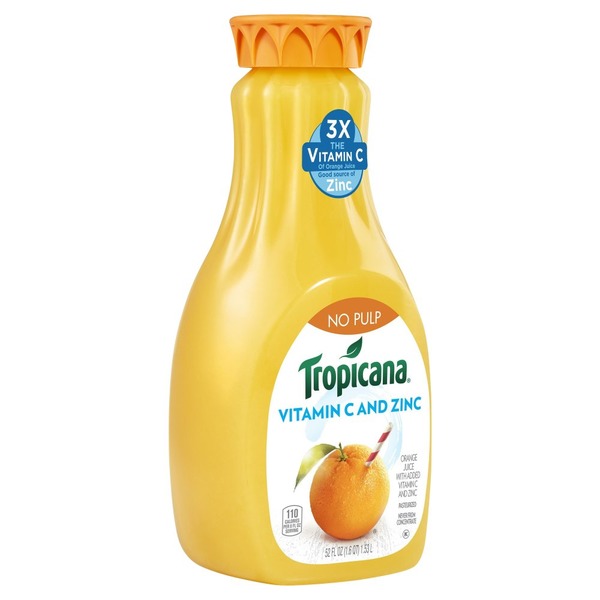 Tropicana Orange No Pulp with Added Vitamin C and Zinc 100 Juice (52