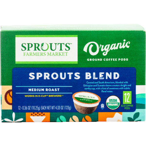 Sprouts Organic  Medium Blend Coffee Pods 12 Pack