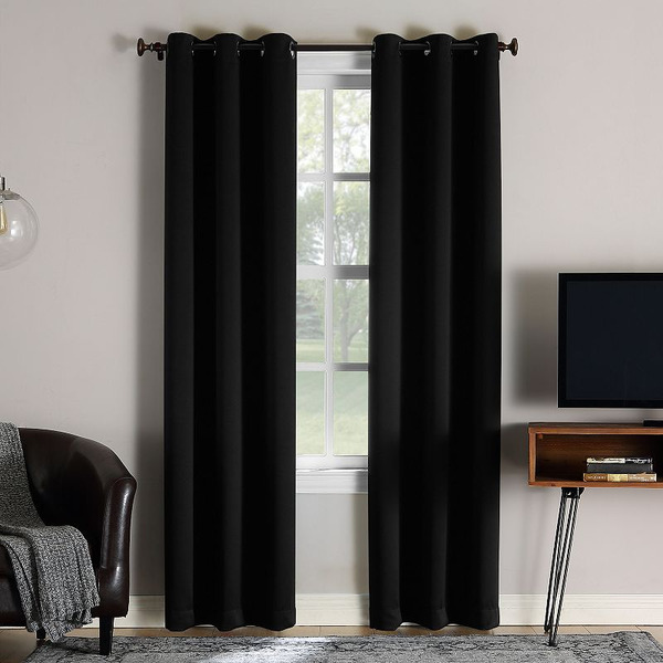 Sun Zero Extreme Norway Theater Grade 100% Blackout Curtain - Black
