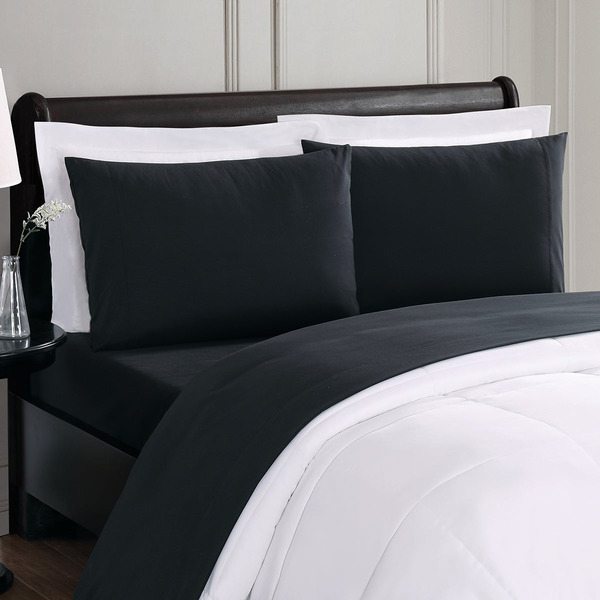 London Fog Solid Black King Sheet Set