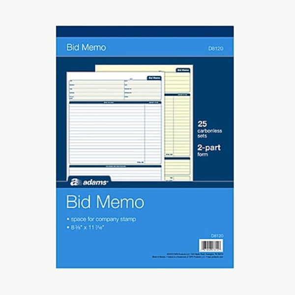 Adams 8.38" x 11.44" Bid Memo