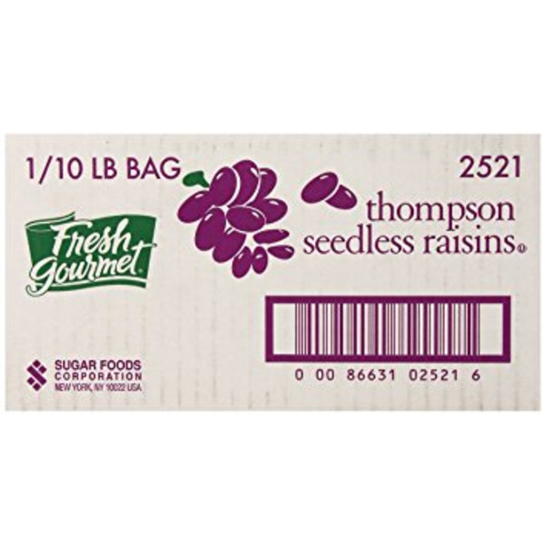 Frozen Sugar Foods - Black Thompson Seedless Raisins - 10 lb Box