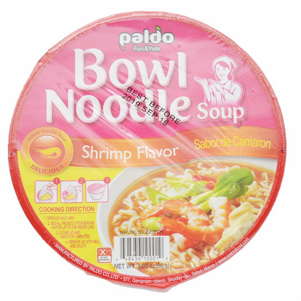 Paldo Soup, Bowl Noodle, Shrimp Flavor