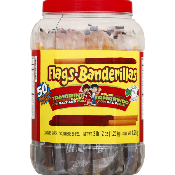 Mi Dulce Mexico Flags Banderillas Tamarind Flavored Candy with Salt and Chili