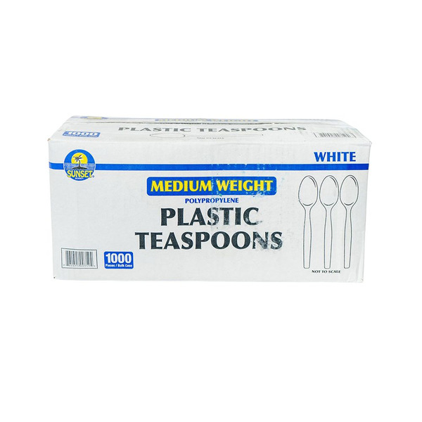 Sunset - White Medium Weight Plastic Teaspoons - 1000 ct