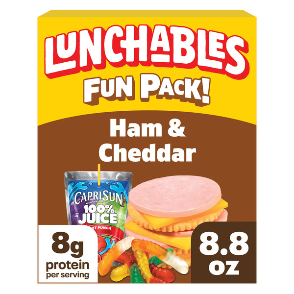 Lunchables Ham & Cheddar with Capri Sun 100% Juice Fruit Punch & Gummy Worms Fun Pack
