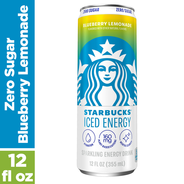 Starbucks Iced Energy Zero Sugar Sparkling Energy Drink Blueberry
