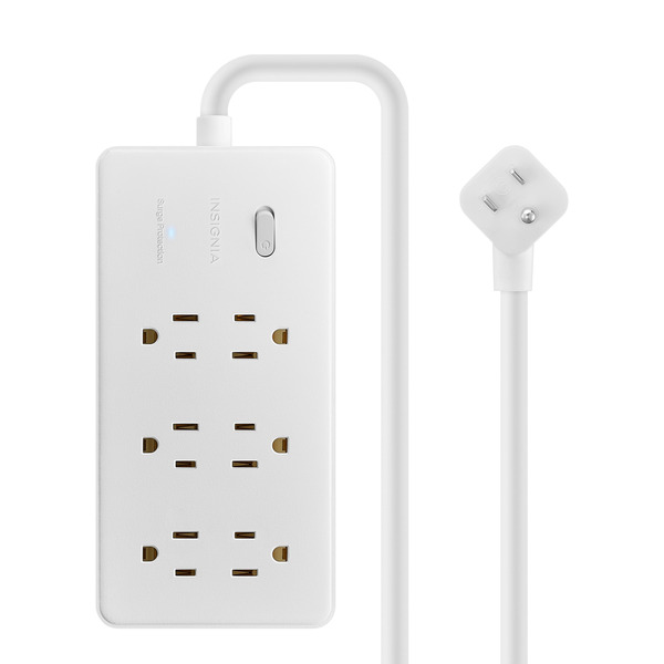 Insignia 6-Outlet 980 Joules Surge Protector Strip With 3-Feet Power Cord - White