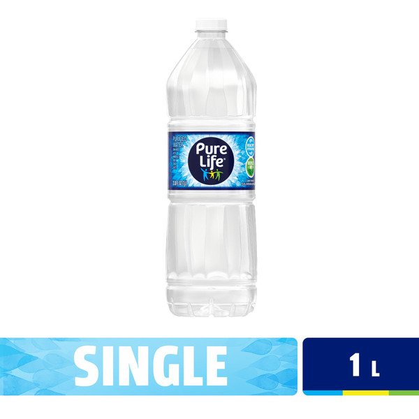 PURE LIFE Purified Water, 1-Liter, Plastic Bottled Water (Single