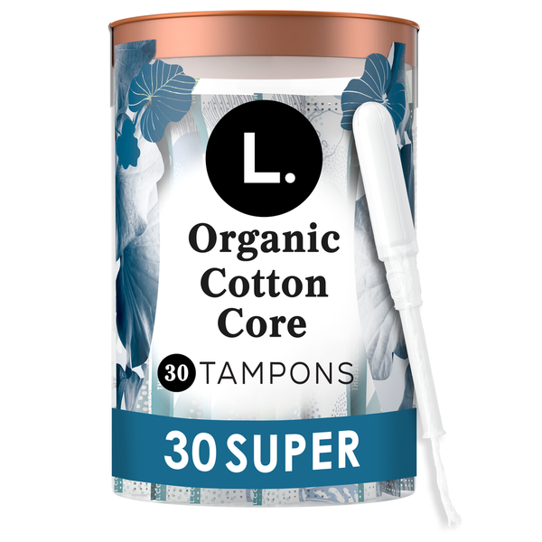 L. Organic Cotton Tampons Super Absorbency, BPA-free Plastic