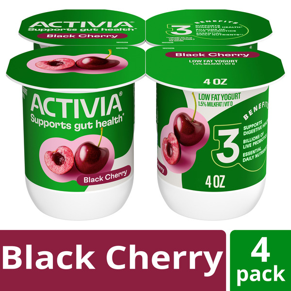 Activia Black Cherry Probiotic Yogurt, Delicious Low Fat Yogurt
