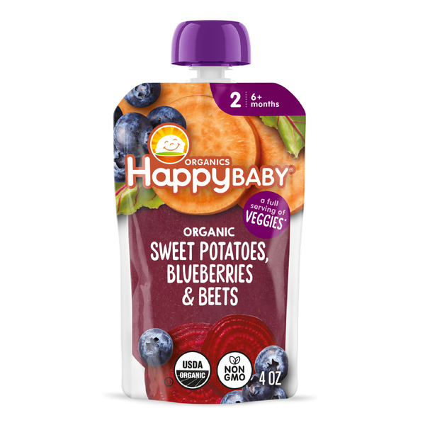 Happy Baby Organics Clearly Crafted Stage 2 Sweet Potato, Blueberry, & Beet Pouch