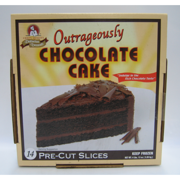 Frozen Chef's Quality Distinctive Desserts - Outrageously Chocolate Cake - 14 slices