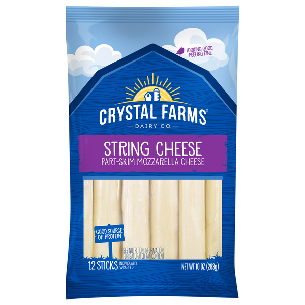Crystal Farms String Cheese, Part-Skim, Mozzarella Same-Day