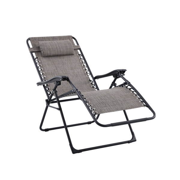 Style Selections Black Steel Frame Stationary Zero Gravity Chair with Tan Sling Seat