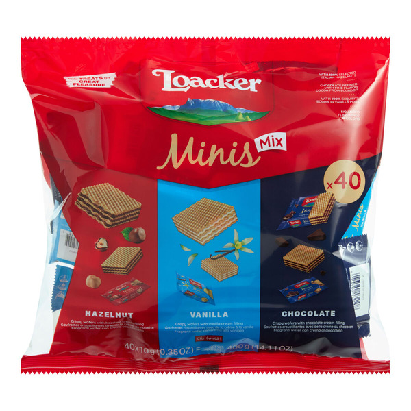 World Market Loacker Minis Mix Assorted Wafer Cookies Bag 40 Piece