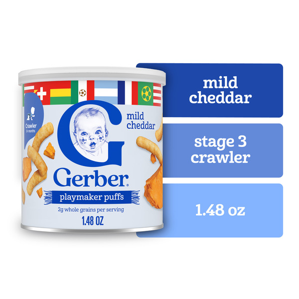 Gerber Stage 3 Baby Food Snacks Mild Cheddar Lil' Crunchies Baby Led Feeding