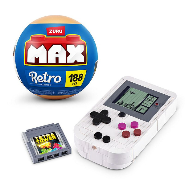 ZURU MAX Retro Collection Handheld Game Console Building Set Capsule, 188 Piece