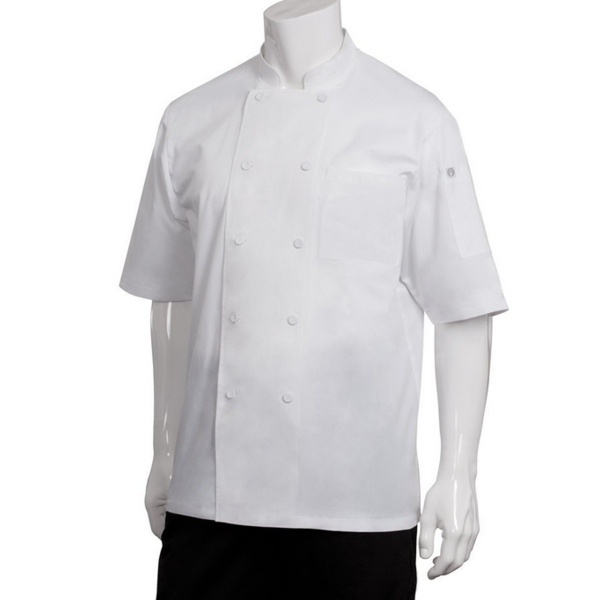 Montreal Chef Coat, double-breasted, short sleeves, white, large
