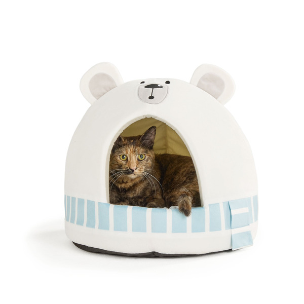 Merry & Bright Polar Bear Hut Pet Bed - White