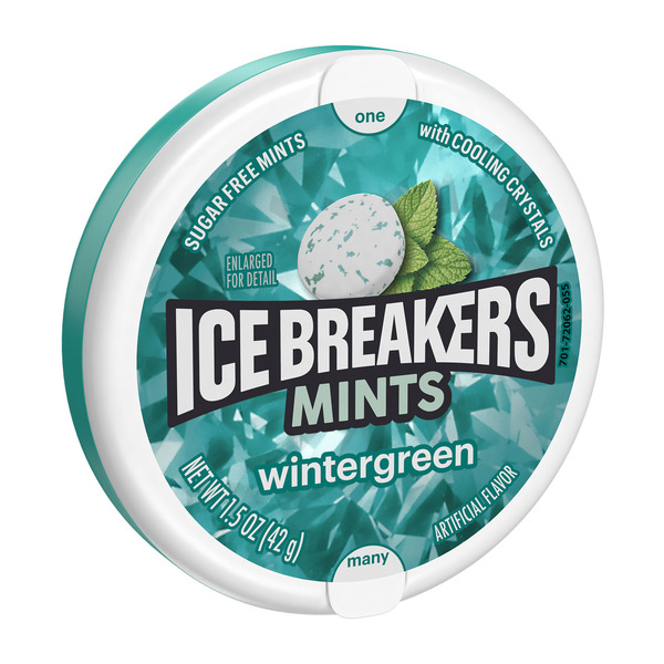 ICE BREAKERS Wintergreen Flavored Sugar Free Mints Puck, 1.5 oz