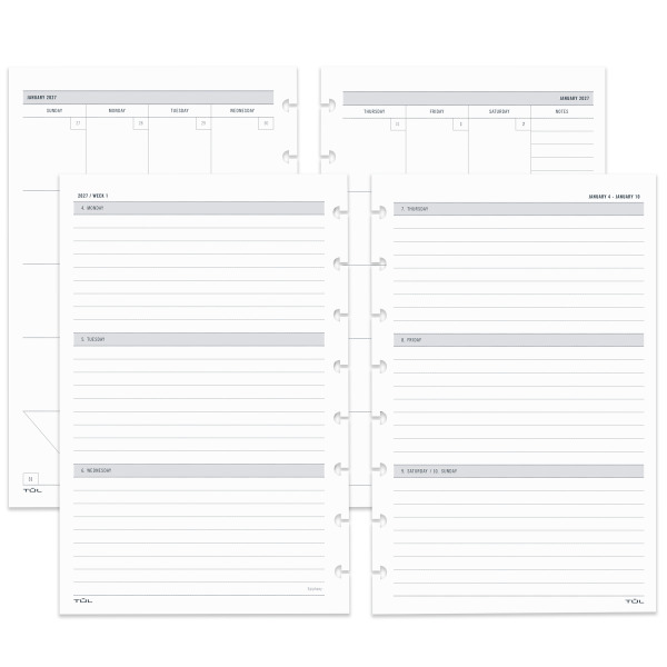 TUL 2027 Discbound Weekly/Monthly Planner Refill Pages, Junior Size, January-December