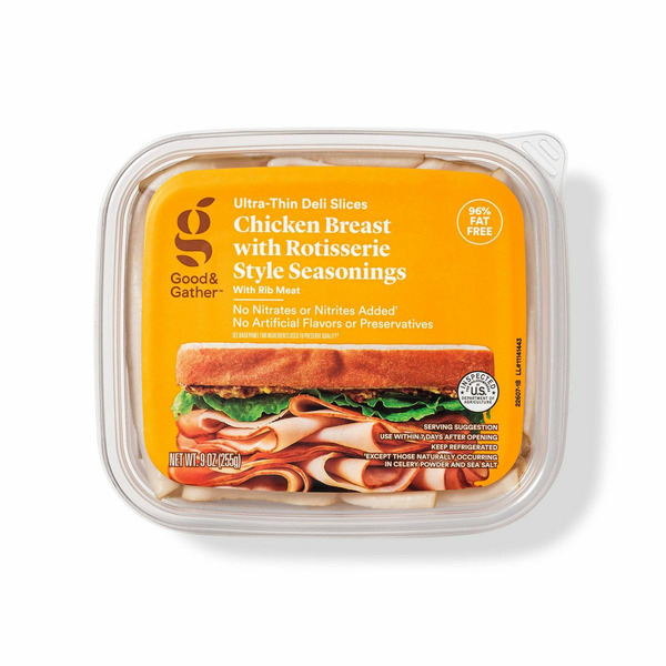 Good & Gather Chicken Breast Ultra-thin Deli Slices With Rotisserie Style Seasonings With Rib Meat