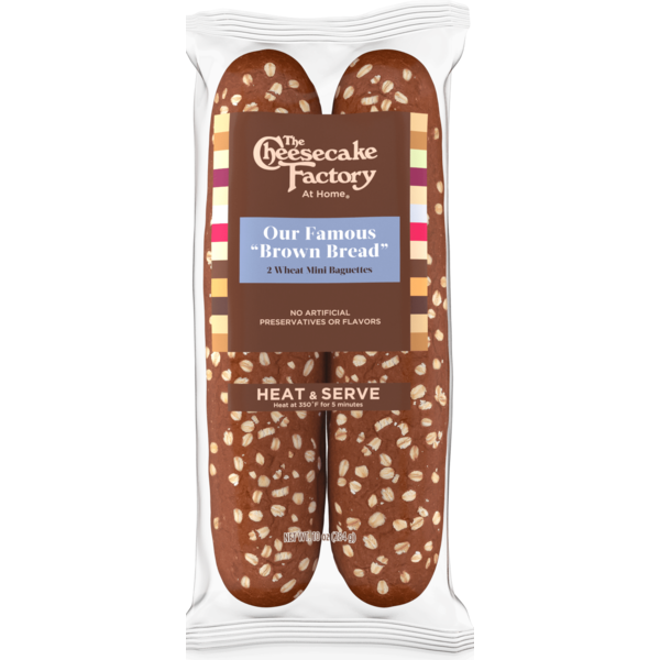 The Cheesecake Factory At Home Famous "Brown Bread", 2 ct, Sweet Wheat, Mini Baguettes, Rye Bread, 10 oz