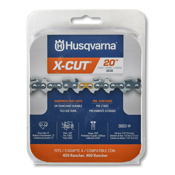 Husqvarna X-Cut S83G 72 Link Replacement Chainsaw Chain For 20-in , 0.05-in Gauge , 3/8-in Pitch