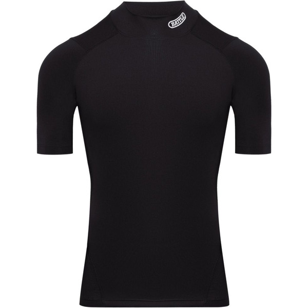 Battle Sports Mock Neck Pro Short Sleeve Compression Shirt, Small - Black