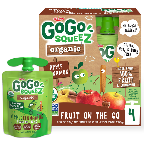 GoGo Squeez Apple Sauce, Organic, Fruit On The Go, Apple Cinnamon