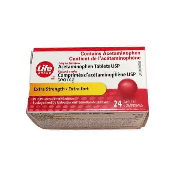 Life Brand Acetaminophen 500 mg EZ Easy to Swallow Tablets (24 ct