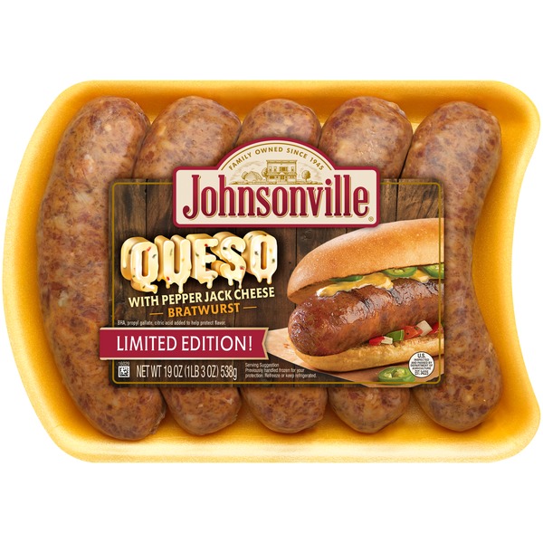 Johnsonville Fresh Queso Pepper Jack Cheese Bratwurst (19 oz) Instacart