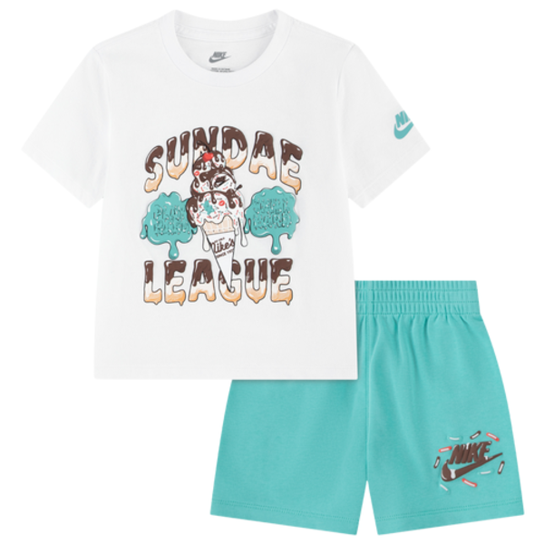 Nike Boys' Infant Sundae League Short Set, 4 - Bleached Turquoise/White