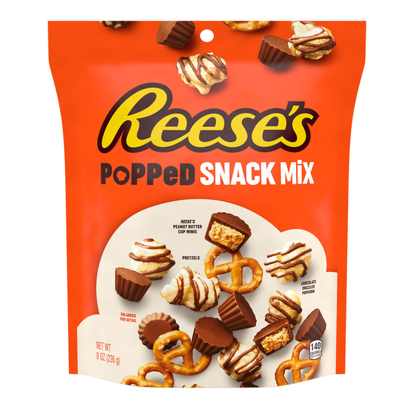 Reese's Chocolate Peanut Butter Popped, Snack Mix Bag, 8 oz