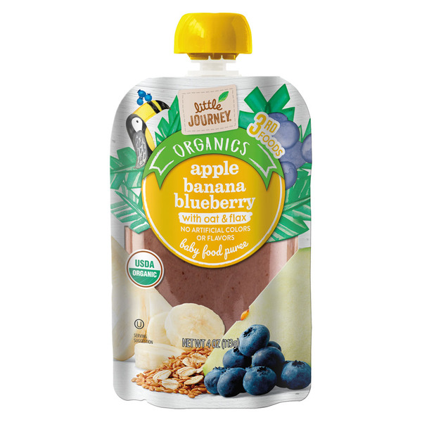 Little Journey Apple Banana Blueberry Oat Flax Baby Food Puree