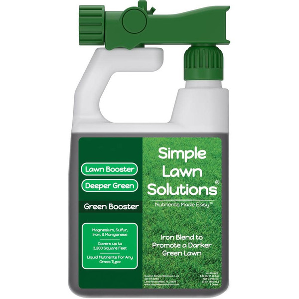 Simple Lawn Solutions Lawn Booster 32 Oz. Liquid Lawn Fertilizer Green Booster Iron Ready To Spray 3,200 Sq. Ft.