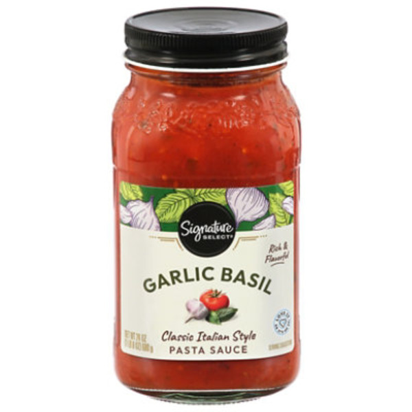 Signature SELECT Pasta Sauce Garlic Basil Jar - 24 Oz