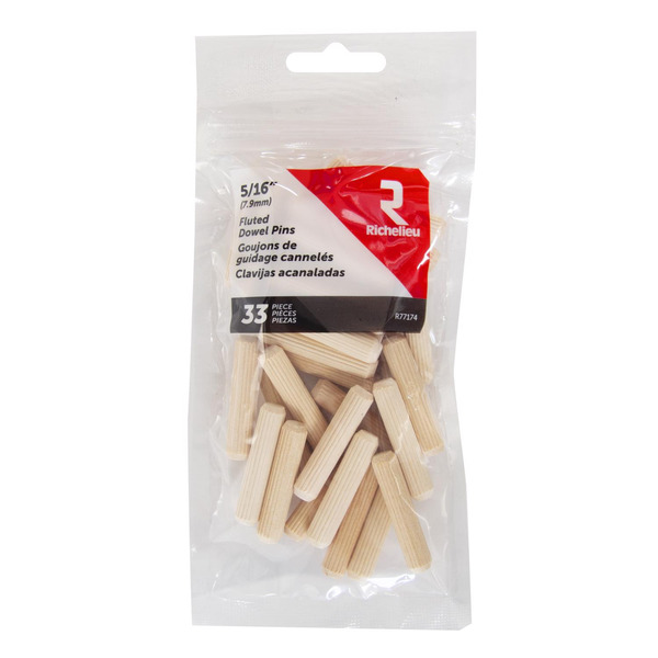 Richelieu Fluted Wood Pin, 5/16 Inch