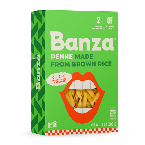 Banza Brown Rice Penne Pasta, Gluten Free, Non GMO, Made In Italy