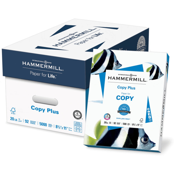 Hammermill Certified White Ream Of 500 Sheets Letter Size Paper 92 Brightness Copy Plus Paper