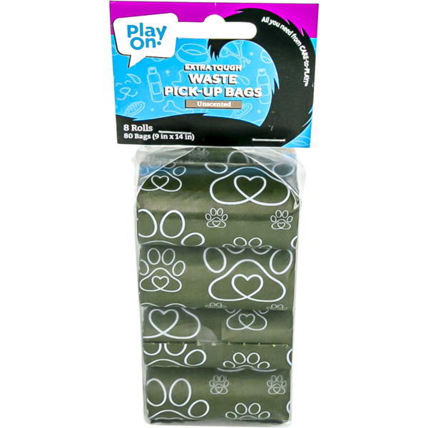 Play On Unscented Extra Tough Waste Bags Rolls, 9 x 14 in - Green