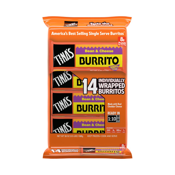 Tina's Bean & Cheese Burritos, Family Value Pack, Hearty Protein