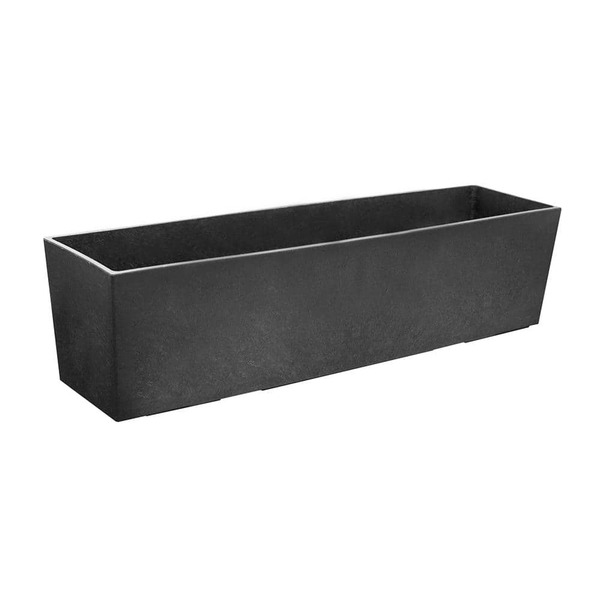 Vigoro Fiorella Medium Black Rubber Self-watering Table Trough Planter With Drainage Holes (6.2 In. L X 24 In. W X 6 In. H)