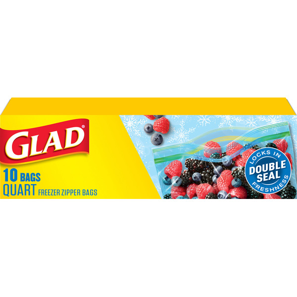 Glad Zipper Freezer Storage Plastic Bags, Quart Same-Day Delivery
